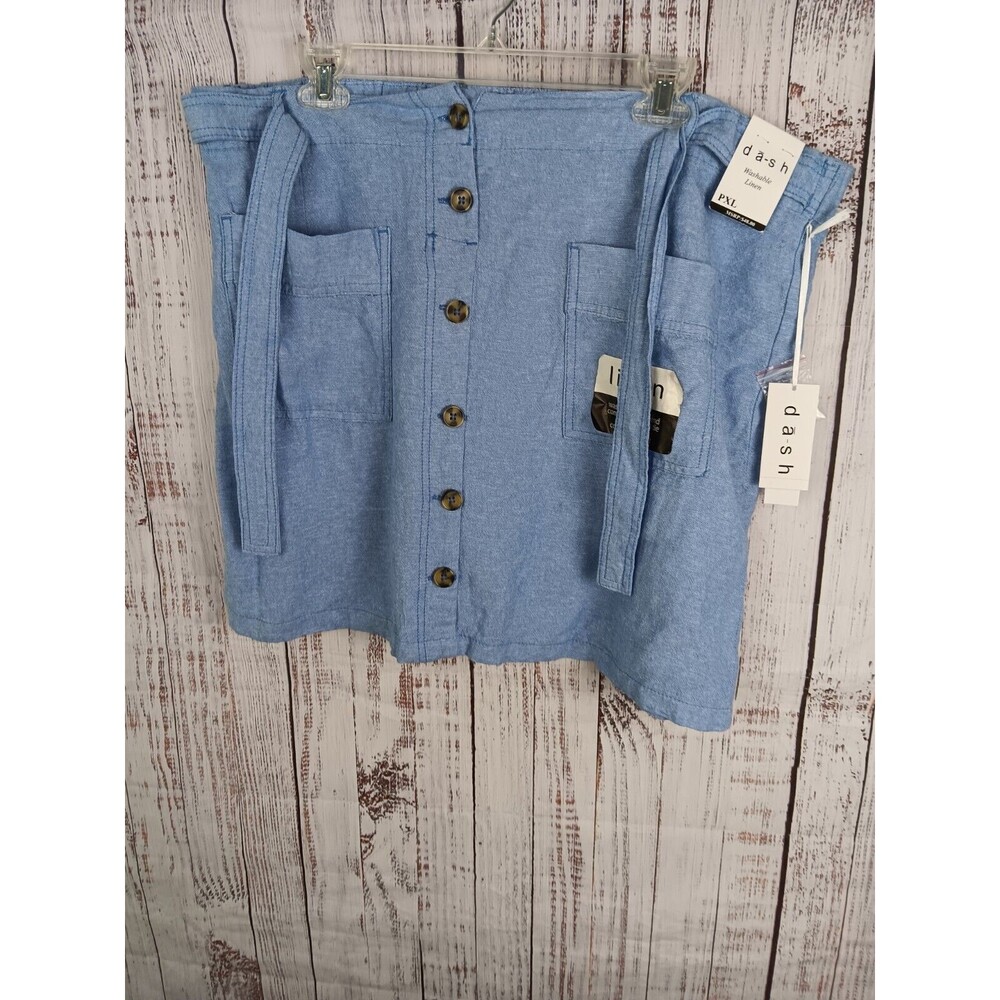 Dash Skort Women's X-Large Petite Linen Blend Blue Button New